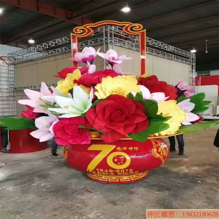 玻璃钢大花篮雕塑,花篮雕塑定做1