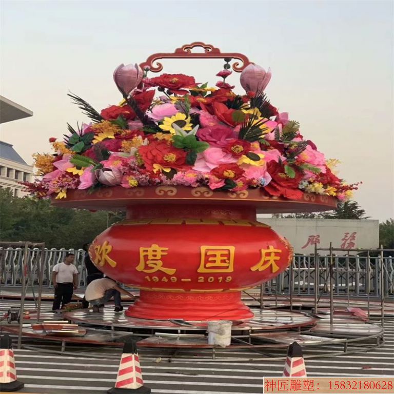 玻璃钢大花篮雕塑,花篮雕塑定做9